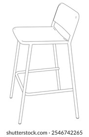 Hand-drawn bar chair and stool vector illustration. Editable line art design ideal for bar furniture, kitchen counters, and trendy seating options in modern interiors