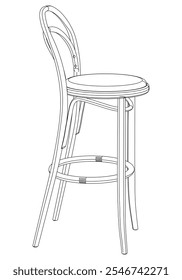 Hand-drawn bar chair and stool vector illustration. Editable line art design ideal for bar furniture, kitchen counters, and trendy seating options in modern interiors