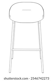 Hand-drawn bar chair and stool vector illustration. Editable line art design ideal for bar furniture, kitchen counters, and trendy seating options in modern interiors