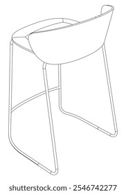 Hand-drawn bar chair and stool vector illustration. Editable line art design ideal for bar furniture, kitchen counters, and trendy seating options in modern interiors