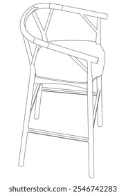 Hand-drawn bar chair and stool vector illustration. Editable line art design ideal for bar furniture, kitchen counters, and trendy seating options in modern interiors