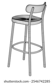 Hand-drawn bar chair and stool vector illustration. Editable line art design ideal for bar furniture, kitchen counters, and trendy seating options in modern interiors