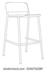 Hand-drawn bar chair and stool vector illustration. Editable line art design ideal for bar furniture, kitchen counters, and trendy seating options in modern interiors