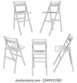 Silla de bar dibujada a mano y Ilustración vectorial de taburete. Diseño de arte de línea editable ideal para muebles de bar, mostradores de cocina y opciones de asientos de moda en interiores modernos