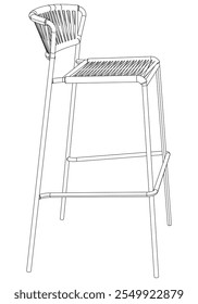 Hand-drawn bar chair and stool vector illustration. Editable line art design ideal for bar furniture, kitchen counters, and trendy seating options in modern interiors