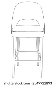 Hand-drawn bar chair and stool vector illustration. Editable line art design ideal for bar furniture, kitchen counters, and trendy seating options in modern interiors