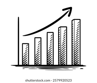 Hand-drawn bar graph illustrating upward trend and growth. A simple yet effective visual representation of progress.