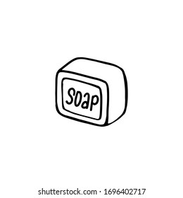 una barra de jabón hecha a mano aislada en un fondo blanco. Ilustración vectorial en estilo Doodle. Jabón natural, productos de aseo.
