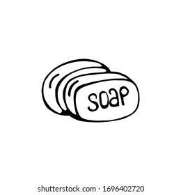 una barra de jabón hecha a mano aislada en un fondo blanco. Ilustración vectorial en estilo Doodle. Jabón natural, productos de aseo.