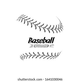 Hand-drawn baseball ball on white background. Vector illustration