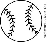 Hand-Drawn Baseball Doodle, Hand-Sketched Baseball Icon, Vector Illustration Clipart