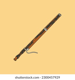 Hand-Drawn Bassoon Instrument Doodle Vector Illustration in colorful.