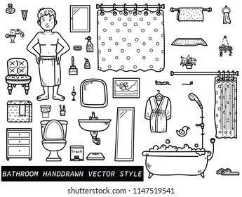 Handdrawn Bathroom stuff vector eps10 art