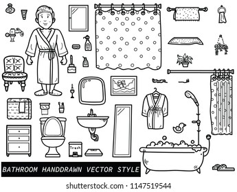 Handdrawn Bathroom stuff vector eps10 art
