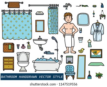 Handdrawn Bathroom stuff vector eps10 art