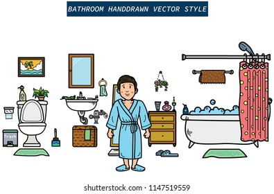 Handdrawn Bathroom stuff vector eps10 art