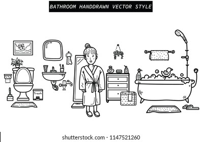 Handdrawn Bathroom stuff vector eps10 art