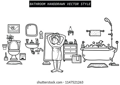 Handdrawn Bathroom stuff vector eps10 art