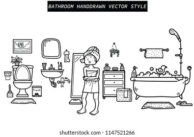 Handdrawn Bathroom stuff vector eps10 art