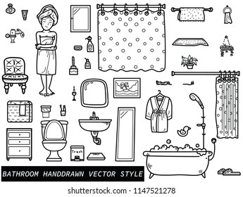Handdrawn Bathroom stuff vector eps10 art