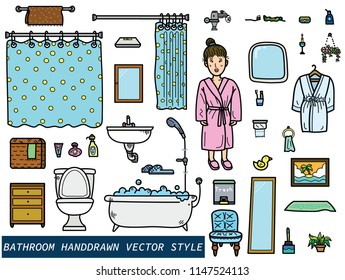 Handdrawn Bathroom stuff vector eps10 art