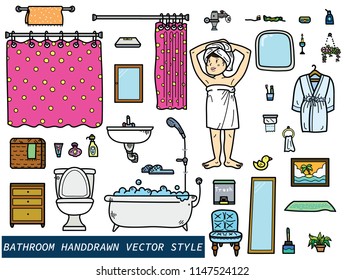 Handdrawn Bathroom stuff vector eps10 art