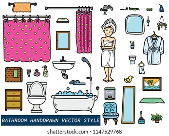 Handdrawn Bathroom stuff vector eps10 art