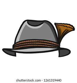 hand-drawn bavarian hat in gray color from the front