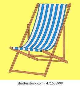hand-drawn beach chair vector with stripes on fabric