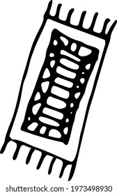 Hand-drawn beach mat. Black and white vector illustration. Logo, clipart, sketch, icon.