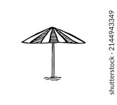 A hand-drawn beach umbrella icon. Vector illustration.