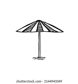 A hand-drawn beach umbrella icon. Vector illustration.