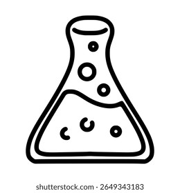 Hand-Drawn Beaker Doodle Vector – Science Lab Chemistry Flask Sketch in Black and White