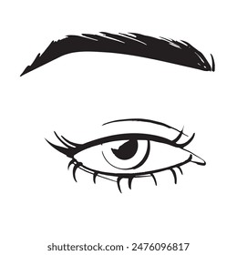 Hand-drawn beautiful female eye, sketch. Makeup, beauty salon symbol. Vintage vector illustration