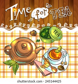 hand-drawn beautiful tea background