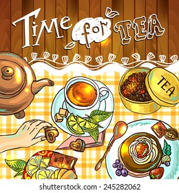 hand-drawn beautiful tea background