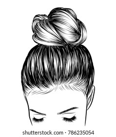 Hair Bun Style Images Stock Photos Vectors Shutterstock