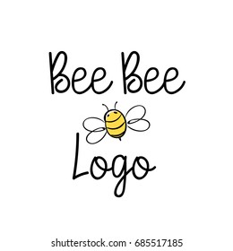 Handdrawn Bee icon with text. Vector illustration.