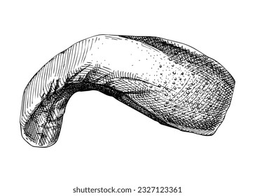 Handgezeichnete Rinderzungenskizze. Innere Organe von Zeichnungen von Nutztieren. Gesunde Lebensmittel, Vektorgrafiken auf weißem Hintergrund. Fleisch von Rindern, Schlachtnebenerzeugnissen, Zutaten, Geschmackselemente aus der Schlachtung.