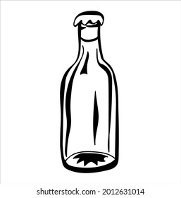 Botella de cerveza de mano en estilo doodle. Diseño de cerveza artesanal. Oktoberfest. Ilustración alcohólica de bebidas de restaurante para el diseño de celebraciones. Vector