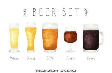  Hand-Drawn Beer Set - Vector Image	