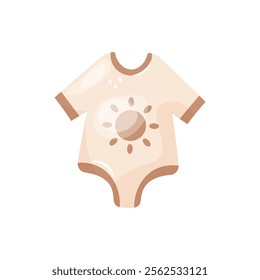 Hand-drawn beige baby bodysuit. Clothes for newborns. Colorful isolated vector illustration. For kids design.