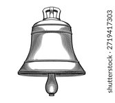Hand-drawn Bell in Crosshatching Illustration