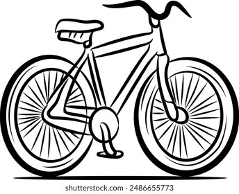 Hand-drawn bicycle icon, isolated outline