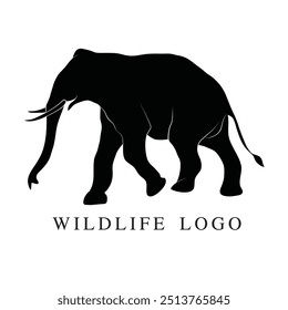 Hand-drawn biggest animal of earth, A vector silhouette of elephant, Walking wild animal silhouette