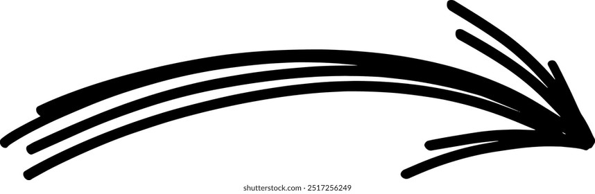 Hand-drawn black arrow, ideal for adding a personal touch to directions, diagrams, notes, and illustrations