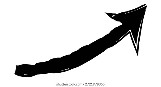Flecha negra dibujada a mano apuntando hacia arriba PNG elemento aislado
