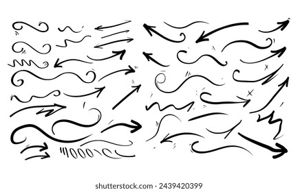 Hand-Drawn Black Arrows on White Background Trendy and Modern Illustration