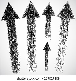 Hand-drawn black arrows pointers