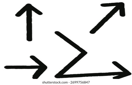 Flechas negras dibujadas a mano que apuntan en diferentes direcciones sobre un fondo blanco, simbolizando la dirección, la elección y el movimiento.